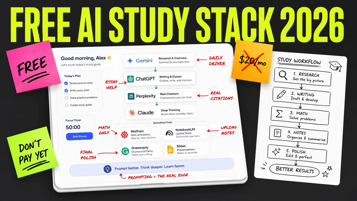 7 Free AI Tools That Beat Most $20/Month Plans for Students in 2026